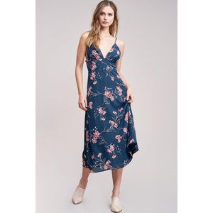 No Rest for Briget Arrays Slip Dress M Blue Floral Midi Lined NWT Discontinued